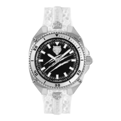 Immagine di Plein Sport Orologio analogico al quarzo da uomo Thunder Force, Argento/Bianco Ps8ba0224, cinghia