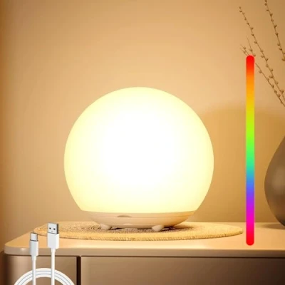 Immagine di Probuk Luce Notturna Bambini,USB Ricaricabile Bambino,RGB Color Changing LED Lampada da Comodino con Calda Dimmerabile Progressive&amp;Luce a 7 Colori, per Cameretta,Campeggio, Regalo