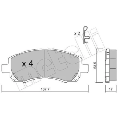 Immagine di METELLI 22 0295 0 Kit pastiglie freno con segnalatore acustico usura SUBARU: Impreza II Sedan, Station Wagon, I Sedan
