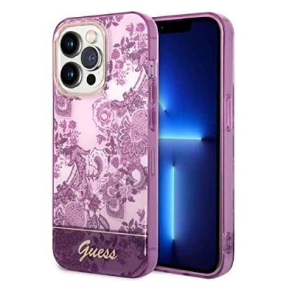 Immagine di Guess Custodia rigida per iPhone 14 Pro Max in Fuschia IML motivo floreale, an