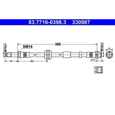 Immagine di ATE 83.7716 0398.3 Tubi Freno 395 M10x1 VOLVO: S40 II, C70 2 Cabriolet, C30