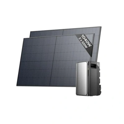 Immagine di ECOFLOW kit fotovoltaico con batteria (1040W,1,92kWh), STREAM Ultra 1,92 kWh, 2x 520W panelli solari rigidi e contatore intelligente, ingresso solare 2.800 W(4 MPPT), 2 porte CA 2.300 W, microinverter