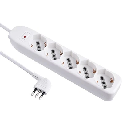 Immagine di Electraline 62064 Multipresa 5 Posti polivalenti, Colore Bianco, Cavo 1,5 m Spina Piccola 10A