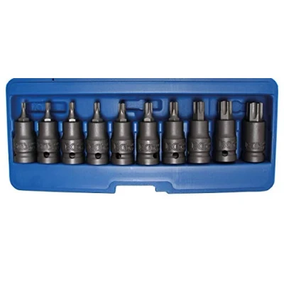 Immagine di Juego de puntas vaso impacto entrada 12,5 mm (1/2&quot;) perfil en T (para Torx) T20 T70 10 piezas
