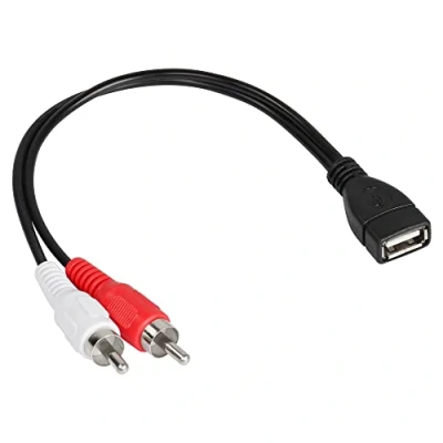 Immagine di CERRXIAN cavo USB a 2 RCA da 2.0 femmina maschio jack audio video AV composito adattatore per TV/Mac/PC (0,15 M)