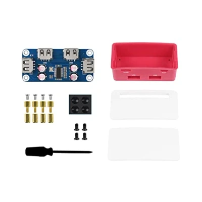 Immagine di IBest 4 Port USB HUB Hat B for Raspberry Pi Zero/Zero W/2 W/Zero WH/2 WH,USB (B) with Box,4X Extended 2.0 Ports,Compatible USB2.0 1.1, Plug And Play