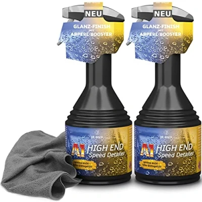 Immagine di Dr. Wack A1 High End Speed Detailer 2 flaconi da 500 ml, finitura lucida con effetto perlato d&#039;acqua + panno in microfibra di alta qualità, 300 g/mq, 40 x cm