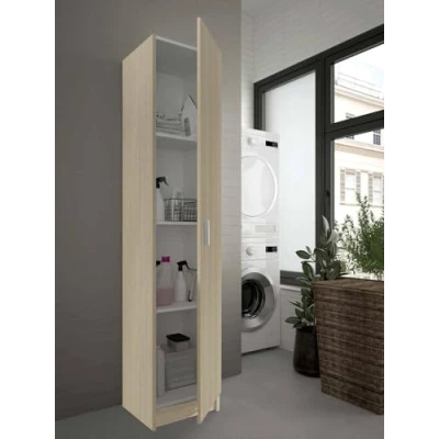 Immagine di Dmora Armadio Multiuso con un&#039;anta Battente Tre Ripiani Regolabili in Altezza, Colore Rovere, cm 37 x h180