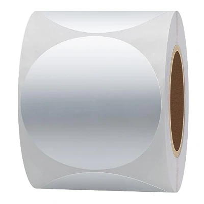 Immagine di Hylabelest Etichette rotonde metallizzate argentate, 5,1 cm, per codifica a colori, adesivi totali 300 rotolo (argento)