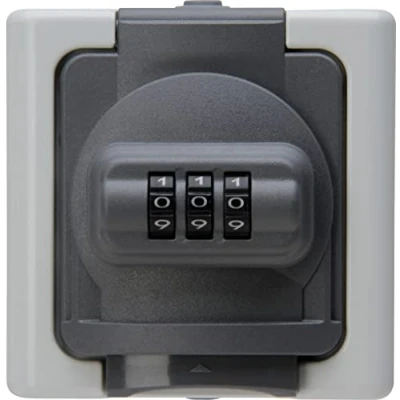Immagine di Kopp BlueElectric 109802008 Presa con contatto di protezione per ambienti umidi, blu ELECTRIC, serratura a combinazione n. 20, colore: bianco artico