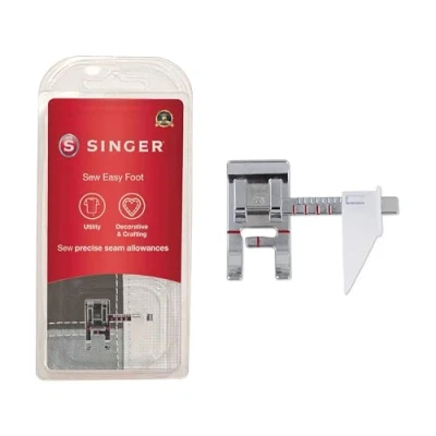 Immagine di Singer Sew Easy Foot, Ruler for Low Shank Sewing Machines Piedino pressatore, Argento, Guida Regolabile, bellissime Cuciture a Punto Cucito Facile