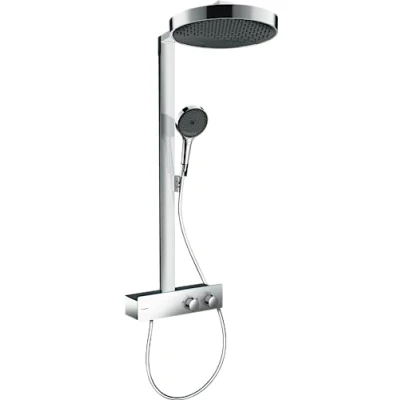 Immagine di hansgrohe Rainfinity Colonna Doccia con Miscelatore Termostatico, Sistema (⌀ 360 Mm) Rubinetto, Doccetta (3 Getti), Tubo, Asta E Soffione Tondo (1 Getto), Cromo
