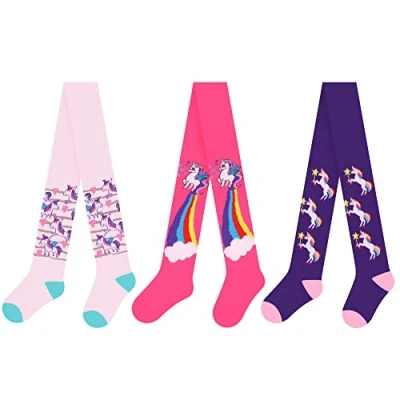 Immagine di L&amp;K II set di 3 collant per ragazze bambini neonate con graziosi motivi a unicorno multicolori in 2730A 98 104