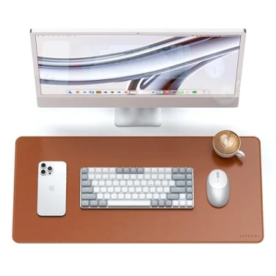 Immagine di SATECHI Tappetino da Scrivania in Pelle Vegana, Grande Mouse, Resistente a Graffi e Acqua, Facile Pulire, per Ufficio Casa, 68 cm x 31,5 0,3 Marrone