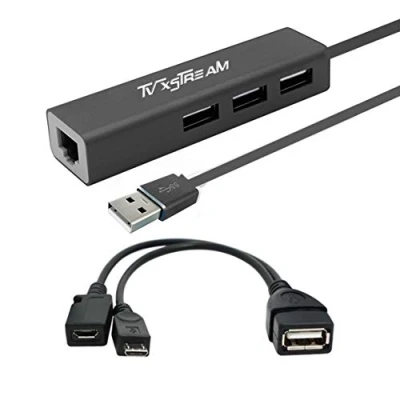 Immagine di TV xStream adattatore LAN Ethernet con 3 porte USB Hub per dispositivi Streaming, Stick 2nd Gen, 3rd Gen 4K firestick, più OTG Y