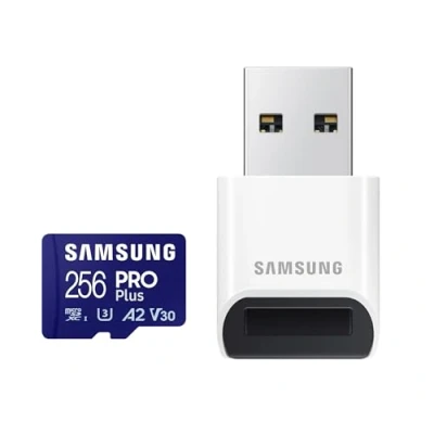 Immagine di Samsung Memorie MB MD256SB PRO Plus Scheda MicroSD da 256GB, UHS I U3, Fino a 180 MB/s, USB Card Reader Incluso