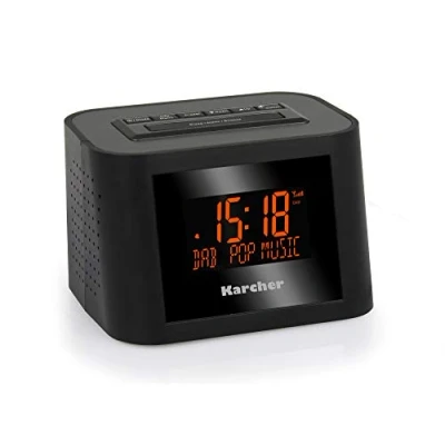 Immagine di Karcher DAB 2420 Radiosveglia stereo (DAB+, FM PLL con RDS e stazioni memorizzabili, display dimmerabile, doppio allarme, funzione fine settimana/snooze, timer sleep), colore: nero
