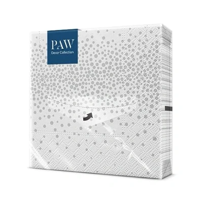 Immagine di PAW Tovaglioli di Carta Colorati (33 x 33 cm) I 20 Pezzi Compleanno Coriandoli, Eleganza, Punti, Argento 3 veli Decorati per Compleanni e Feste Confetti
