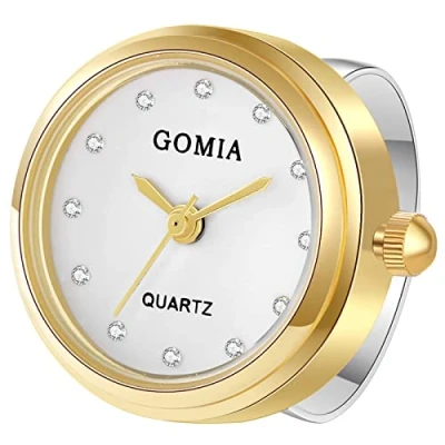 Immagine di JewelryWe Orologio da dito uomo e donna con elastico rotondo al quarzo, Anello Stile Semplice, Colore Scelta,Regalo per Natale