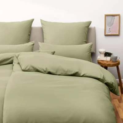 Immagine di Blumtal Biancheria da letto 135 x 200 cm, 4 pezzi, in microfibra traspirante, 2 copripiumini cm + federe 80 super morbida, certificata Oeko Tex, colore: verde