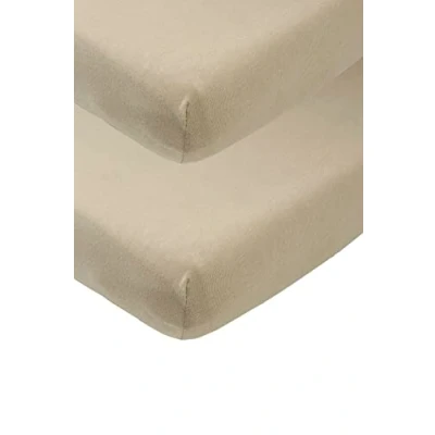 Immagine di Meyco Baby Uni lenzuolo per culla in confezione da 2 pezzi (lenzuolo con qualità di morbido jersey, 100% cotone, traspirante, dimensioni: 40 x 80/90 cm), tortora