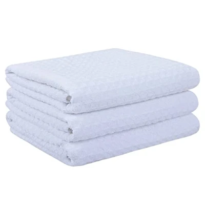 Immagine di VIVOTE 3 Pacchi Asciugamani in Microfibra Asciugamano Tessuto Waffle Straccio Super assorbenti 40 cm X 56 Bianco