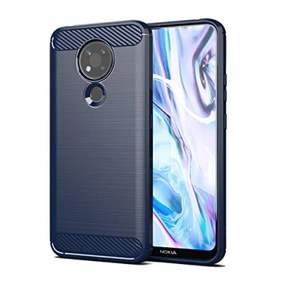 Immagine di SCL Cover Nokia 3.4 Case, [Blu] Effetto Spazzolato in Fibra di Carbonio, Anti Impronta, Resistente all&#039;Usura e ai Graffi, Paraurti collisione, per