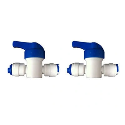 Immagine di Valvola di isolamento/rubinetto in linea da 1/4&quot; per frigoriferi e congelatori LLDPE, sistema filtraggio dell&#039;acqua ad osmosi inversa (2 pezzi)