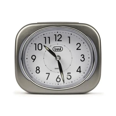 Immagine di Trevi SL 3040, Sveglia da Comodino, Orologio al Quarzo con Sveglia, Ampio Quadrante Retroilluminato, Tasto Snooze/Light, Suoneria Elettronica, Movimento Silenzioso Sweep delle Lancette, Grigio