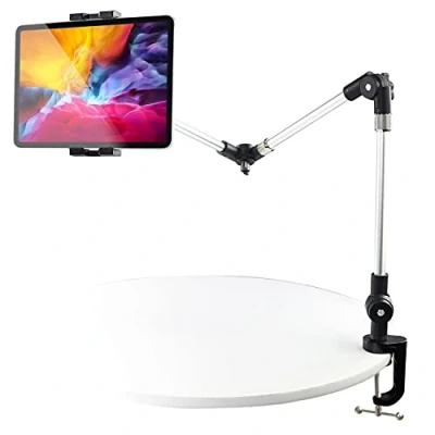 Immagine di Supporto Tablet con Braccio Lungo, woleyi Porta da Letto Tavolo Cucina, Regolabile Telefono in Alluminio per iPad Pro 12.9 Air Mini, Galaxy, Switch, iPhone 4 13&quot; Cellulare e