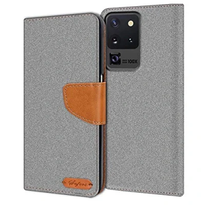 Immagine di Verco Galaxy S20 Ultra Custodia per Cellulare, Caso Tessuto Samsung Cover Tessilo Portafoglio Case, Grigio