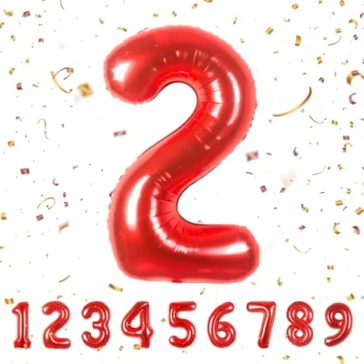 Immagine di Palloncini compleanno 2 anni 40 pollici Decorazioni Rosso di un ragazzo e una ragazza Pallone gonfiabile in foil Rosso2