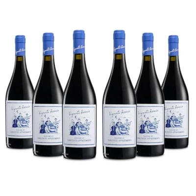 Immagine di Vigneti Romio Sangiovese Rubicone IGT Appassimento, Vino Rosso Ricco con Note Fruttate, 14.5% Vol., Confezione da 6 bottiglie 750 ml