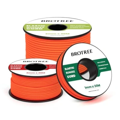 Immagine di Brotree Corda Elastica Cordoncino Elastico 2mm x 10m Filo Gomma Corde Elastiche per Fai da te, Artigianato, Braccialetti, Cucito, Perline, Gioielli, Tende e Zaino Arancione Fluo