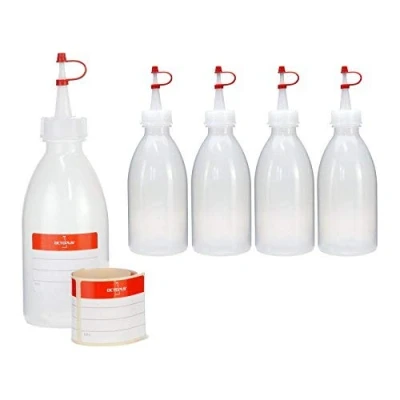 Immagine di 5x 250 ml LDPE bottiglia di plastica squeeze bottle laboratory garnish spray con punta dosaggio o tappo a goccia per la cucina, il laboratorio l&#039;hobby