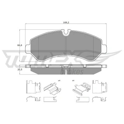 Immagine di TOMEX brakes TX 19 52 Kit pastiglie freno Assale posteriore Predisposto per contatto segnalazione usura con accessori