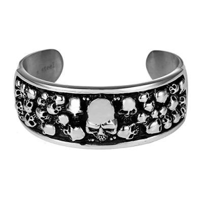 Immagine di DonDon Bracciale da uomo in Acciaio inox, stile gotico e inossidabile, colore: Teschio, cod. 2 D06_us