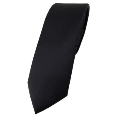 Immagine di TigerTie, cravatta dal design sottile, tinta unita, larghezza 5,5 cm, Nero , Taglia unica