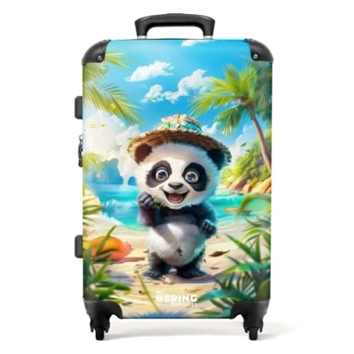 Immagine di NoBoringSuitcases.com Valigia Bambini, Grande, Trolley Per Con TSA, Valigie Bambini Trolley, Grande 23 kg (67 cm 72 L) (Panda Tropicale)