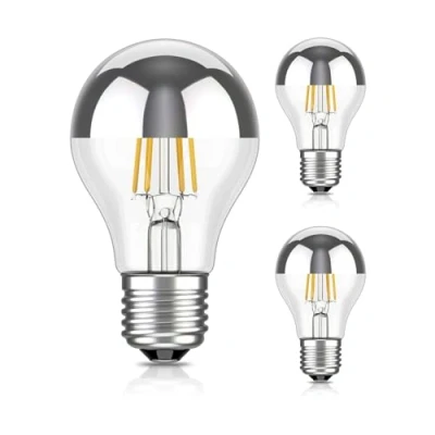 Immagine di ledscom.de 3 pezzi E27 lampadina LED, A60, bianco caldo (2700 K), 4,1 W, 461lm, specchio per la testa (argento)