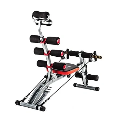 Immagine di TechFit Panca Multifunzione Multi Crunch Total Trainer Rivoluzionario 6 in 1 Addominali, Ideale per tonificare ed esercitare i Muscoli Vita, Schiena, Spalle e Gambe