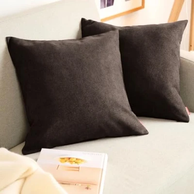 Immagine di Blumtal Federe Cuscini Divano in Ciniglia, Copricuscini Divano, Cuscino 2 Pezzi, 45 x 45cm, Marrone Scuro