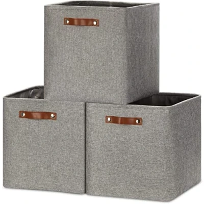 Immagine di Mangata Cesto portaoggetti in tessuto, 33x33x33cm a cubo, set di 3 pezzi