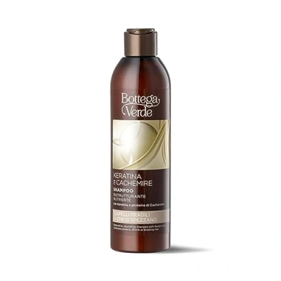 Immagine di Bottega Verde Shampoo Keratina e Cachemire, per Capelli Fragili, Fini o Danneggiati, 250 ml, Azione Ristrutturante Nutriente, Dona Vitalità Forza, con Proteine di Cachemire