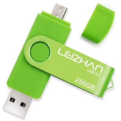Immagine di LEIZHAN PenDrive 256GB Chiavetta USB Memoria Stick OTG(On the Go) 2 in 1(Micro &amp; 2.0) Flash Drive Supporto Telefono Android Tablet PC Verde