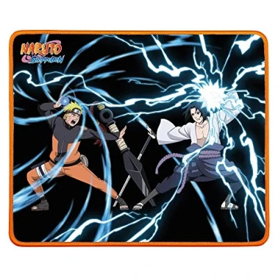Immagine di Konix Naruto Shippuden Tappetino per mouse gaming 32 x 27 cm Base antiscivolo Motivo Scontro e Sasuke