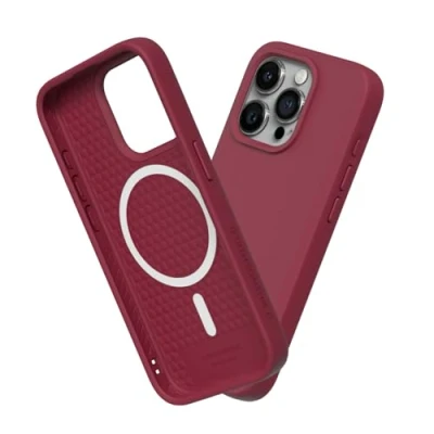 Immagine di RhinoShield SolidSuit Case Compatible with Magsafe for [iPhone 15 Pro] Shock Absorbent Slim Design Protective Cover Premium Matte Finish 3.5M / 11ft Drop Protection Bordeaux Red