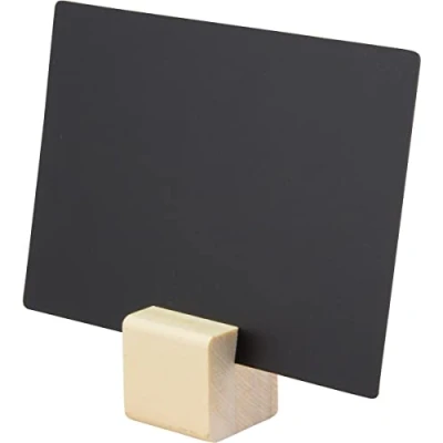 Immagine di SECURIT Set Da 6 Supporti Cubi Per Etichette Un Supporto Verticale Dalla Base Caffè, Ristoranti, Bar, Negozi Legno Con Fessura Levagne A7 E Pennarello Inclusi 2,5x2,5x2,5cm