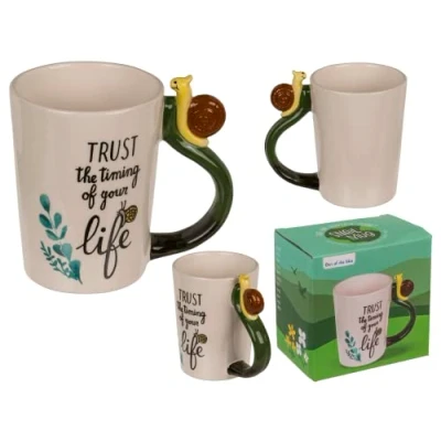 Immagine di Tazza, lumaca Trust the timing of your life, 11 x 8,5 cm, 300 ml, in gres, confezione regalo