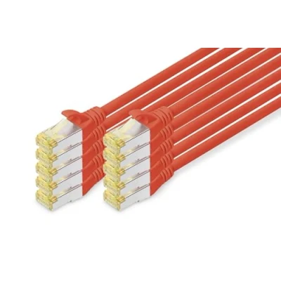 Immagine di Digitus DK 1644 A 020 R 10 RJ45 cavo di rete, patch CAT 6A S/FTP 2.00 m Rosso 1 pz.
